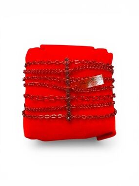 Vintage Red Rhinestone Chain Bracelet – Adjustable 9” – H&M Renew – NWT